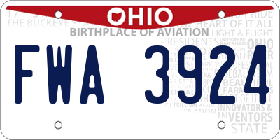 OH license plate FWA3924