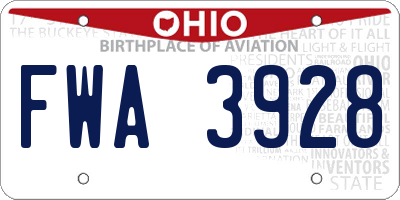 OH license plate FWA3928