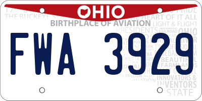 OH license plate FWA3929