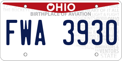 OH license plate FWA3930