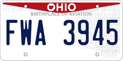 OH license plate FWA3945