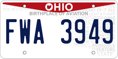 OH license plate FWA3949