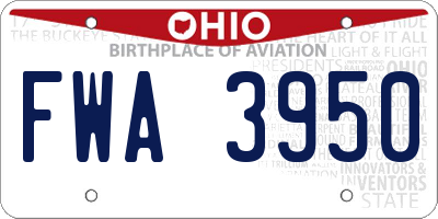 OH license plate FWA3950