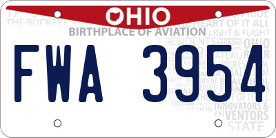 OH license plate FWA3954