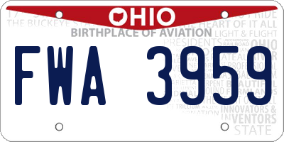 OH license plate FWA3959