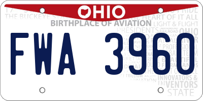 OH license plate FWA3960