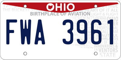 OH license plate FWA3961