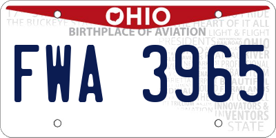 OH license plate FWA3965