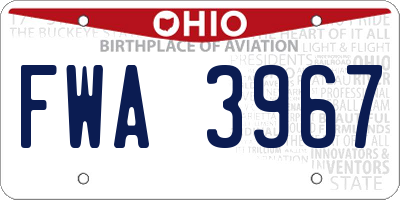 OH license plate FWA3967