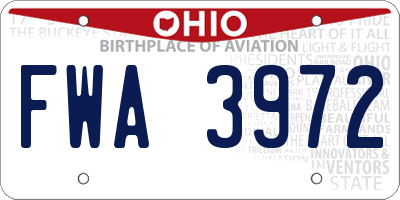 OH license plate FWA3972