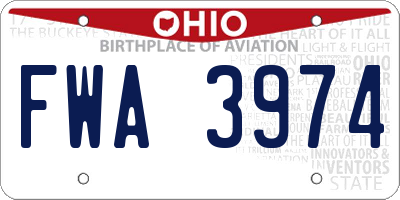 OH license plate FWA3974