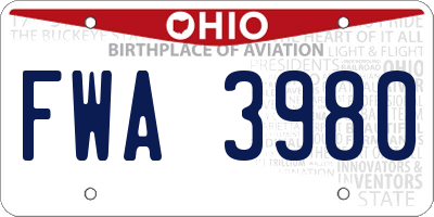 OH license plate FWA3980