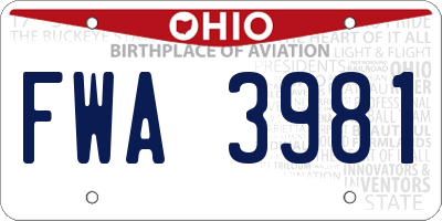 OH license plate FWA3981