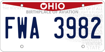 OH license plate FWA3982