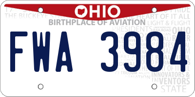 OH license plate FWA3984