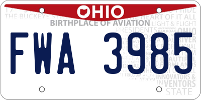 OH license plate FWA3985