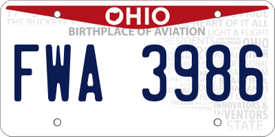 OH license plate FWA3986