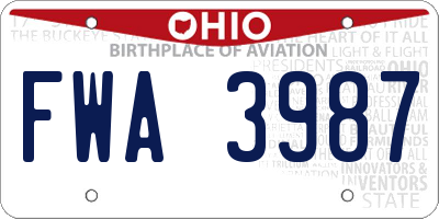 OH license plate FWA3987