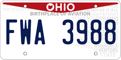 OH license plate FWA3988