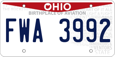 OH license plate FWA3992