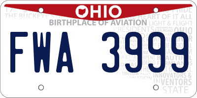 OH license plate FWA3999