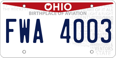 OH license plate FWA4003