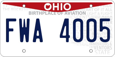 OH license plate FWA4005