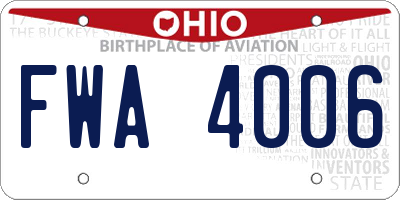 OH license plate FWA4006