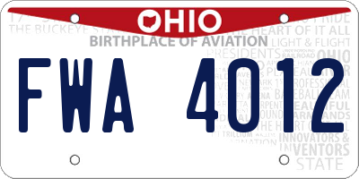 OH license plate FWA4012