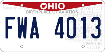OH license plate FWA4013