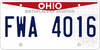 OH license plate FWA4016