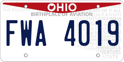 OH license plate FWA4019