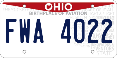 OH license plate FWA4022