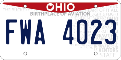 OH license plate FWA4023
