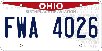 OH license plate FWA4026