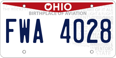 OH license plate FWA4028