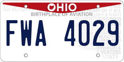 OH license plate FWA4029