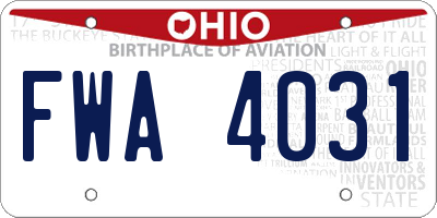 OH license plate FWA4031