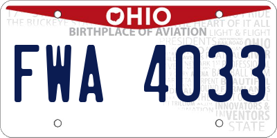 OH license plate FWA4033