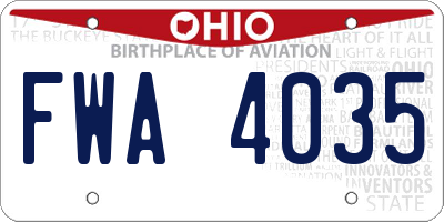 OH license plate FWA4035