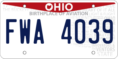 OH license plate FWA4039