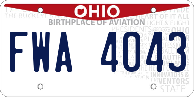 OH license plate FWA4043