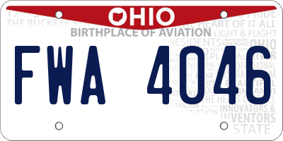 OH license plate FWA4046