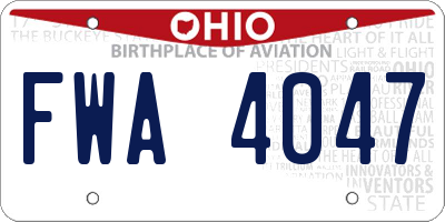 OH license plate FWA4047