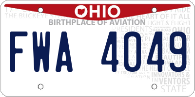 OH license plate FWA4049