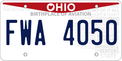 OH license plate FWA4050