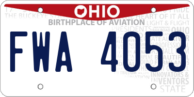 OH license plate FWA4053