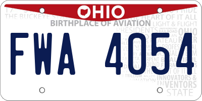 OH license plate FWA4054