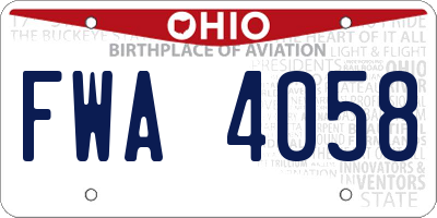 OH license plate FWA4058