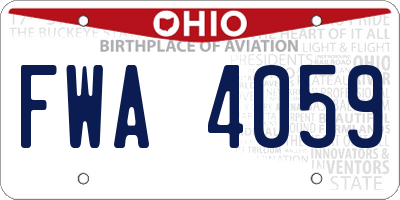 OH license plate FWA4059